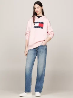Bluzy Dresowe & Z Kapturem*Tommy Hilfiger Melanżowa Bluza O Luźnym Kroju Z Kapturem BALLET PINK MELANGE