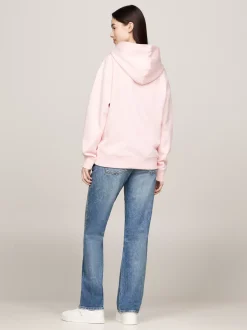 Bluzy Dresowe & Z Kapturem*Tommy Hilfiger Melanżowa Bluza O Luźnym Kroju Z Kapturem BALLET PINK MELANGE