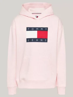 Bluzy Dresowe & Z Kapturem*Tommy Hilfiger Melanżowa Bluza O Luźnym Kroju Z Kapturem BALLET PINK MELANGE