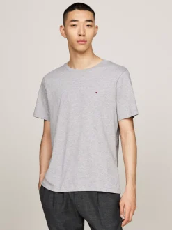 T-Shirty*Tommy Hilfiger Melanżowy T-shirt Z Okrągłym Dekoltem LIGHT GREY HEATHER