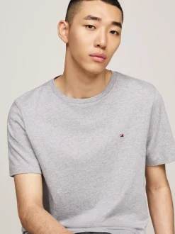 T-Shirty*Tommy Hilfiger Melanżowy T-shirt Z Okrągłym Dekoltem LIGHT GREY HEATHER
