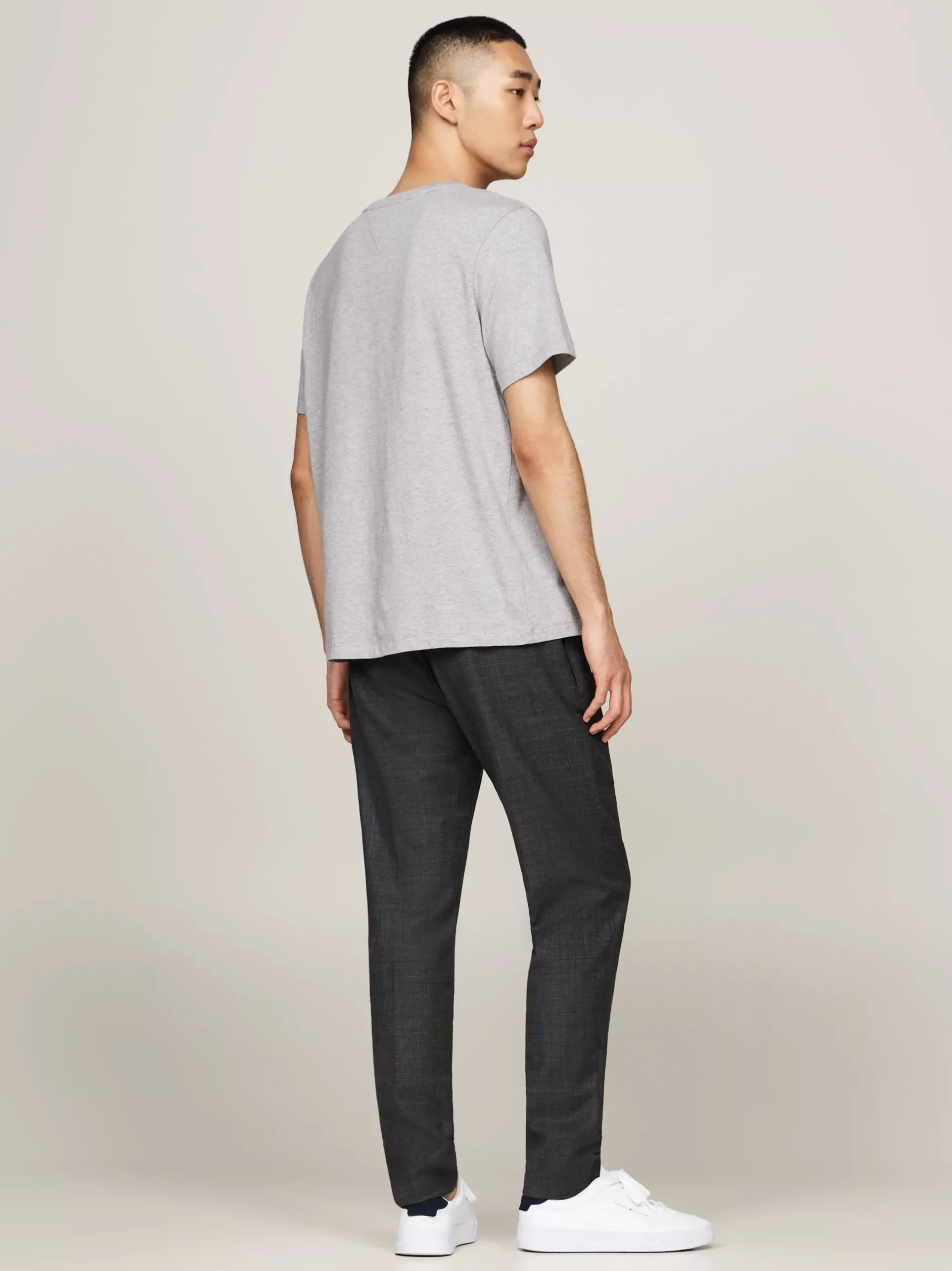 T-Shirty*Tommy Hilfiger Melanżowy T-shirt Z Okrągłym Dekoltem LIGHT GREY HEATHER