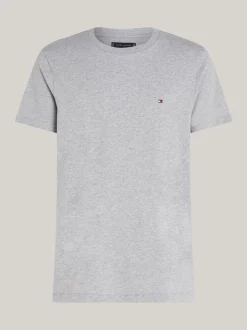 T-Shirty*Tommy Hilfiger Melanżowy T-shirt Z Okrągłym Dekoltem LIGHT GREY HEATHER