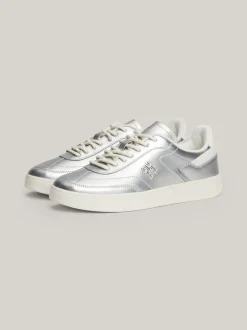 Sneakersy*Tommy Hilfiger Metaliczne Buty Sportowe Heritage Ze Skóry SILVER