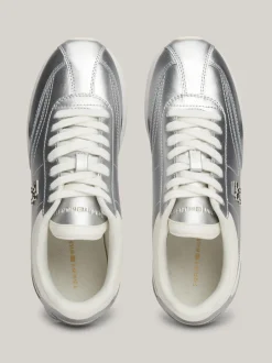 Sneakersy*Tommy Hilfiger Metaliczne Buty Sportowe Ze Skóry SILVER