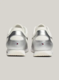 Sneakersy*Tommy Hilfiger Metaliczne Buty Sportowe Ze Skóry SILVER