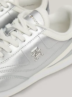 Sneakersy*Tommy Hilfiger Metaliczne Buty Sportowe Ze Skóry SILVER