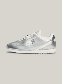 Sneakersy*Tommy Hilfiger Metaliczne Buty Sportowe Ze Skóry SILVER