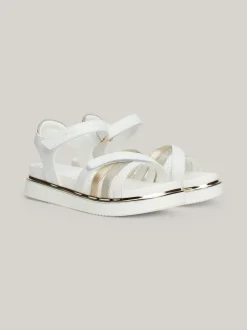 Obuwie I Akcesoria*Tommy Hilfiger Metaliczne Sandały Z Brokatowymi Paskami WHITE/PLATINUM