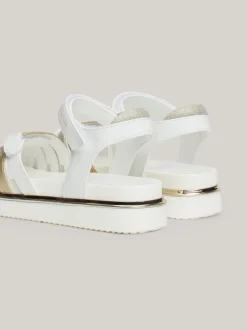 Obuwie I Akcesoria*Tommy Hilfiger Metaliczne Sandały Z Brokatowymi Paskami WHITE/PLATINUM