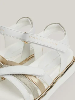 Obuwie I Akcesoria*Tommy Hilfiger Metaliczne Sandały Z Brokatowymi Paskami WHITE/PLATINUM