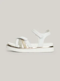 Obuwie I Akcesoria*Tommy Hilfiger Metaliczne Sandały Z Brokatowymi Paskami WHITE/PLATINUM