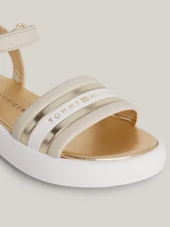 Obuwie I Akcesoria*Tommy Hilfiger Metaliczne Sandały Z Zapięciem Na Rzep I Logo BEIGE