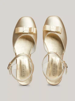 Obuwie I Akcesoria*Tommy Hilfiger Metaliczne Skórzane Baleriny Z Monogramem TH PLATINUM