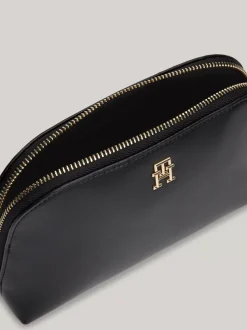 Torebki Na Pasku*Tommy Hilfiger Miękka Kosmetyczka Z Monogramem TH BLACK