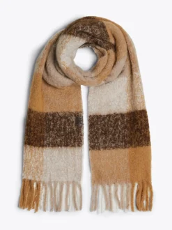 Szaliki|Szaliki*Tommy Hilfiger Miękki Szalik Z Wełną W Mieszaną Kratę CAMEL MIX