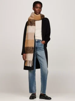 Szaliki|Szaliki*Tommy Hilfiger Miękki Szalik Z Wełną W Mieszaną Kratę CAMEL MIX