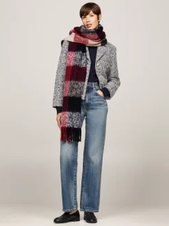 Czapki I Szaliki|Szaliki*Tommy Hilfiger Miękki Szalik Z Wełną W Mieszaną Kratę CORP MIX