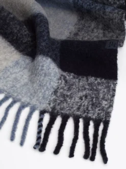 Szaliki|Szaliki*Tommy Hilfiger Miękki Szalik Z Wełną W Mieszaną Kratę SPACE BLUE MIX