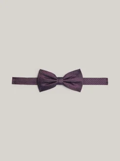 Krawaty & Poszetki*Tommy Hilfiger Muszka Z Jedwabnej Tkaniny W Drobne Groszki DEEP ROUGE / GREY