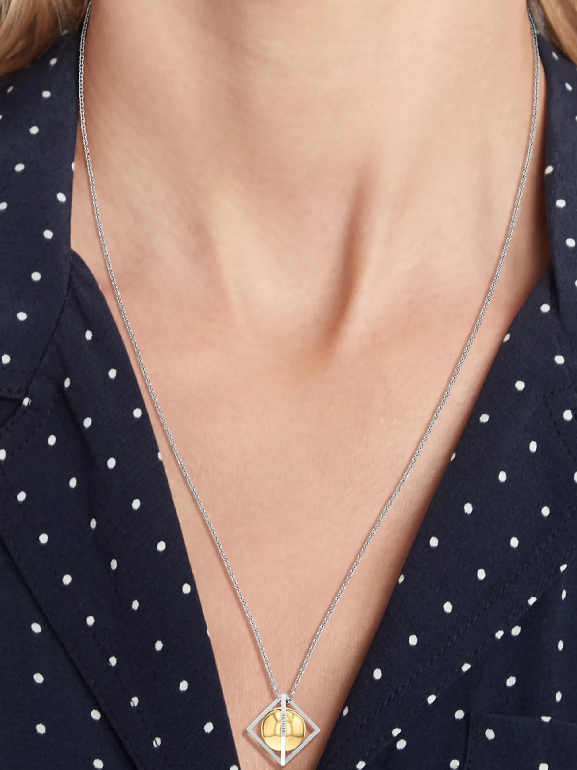 Biżuteria*Tommy Hilfiger Naszyjnik Z Pozłacaną Kulą TWO TONE