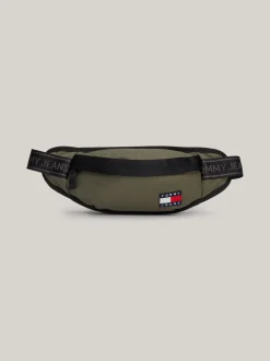 Torebki Na Pasku*Tommy Hilfiger Nerka Essential Z Motywem Powtórzonego Logo PEWTER GREEN