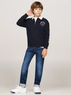 Jeansy*Tommy Hilfiger Niebieskie Jeansy Z Efektem Wyblaknięcia AUTHENTICSTRETCH