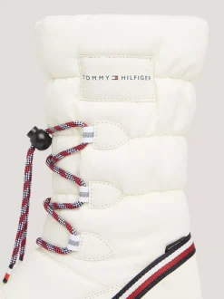 Obuwie I Akcesoria*Tommy Hilfiger Śniegowce Z Logo I Sygnowaną Tasiemką OFF WHITE