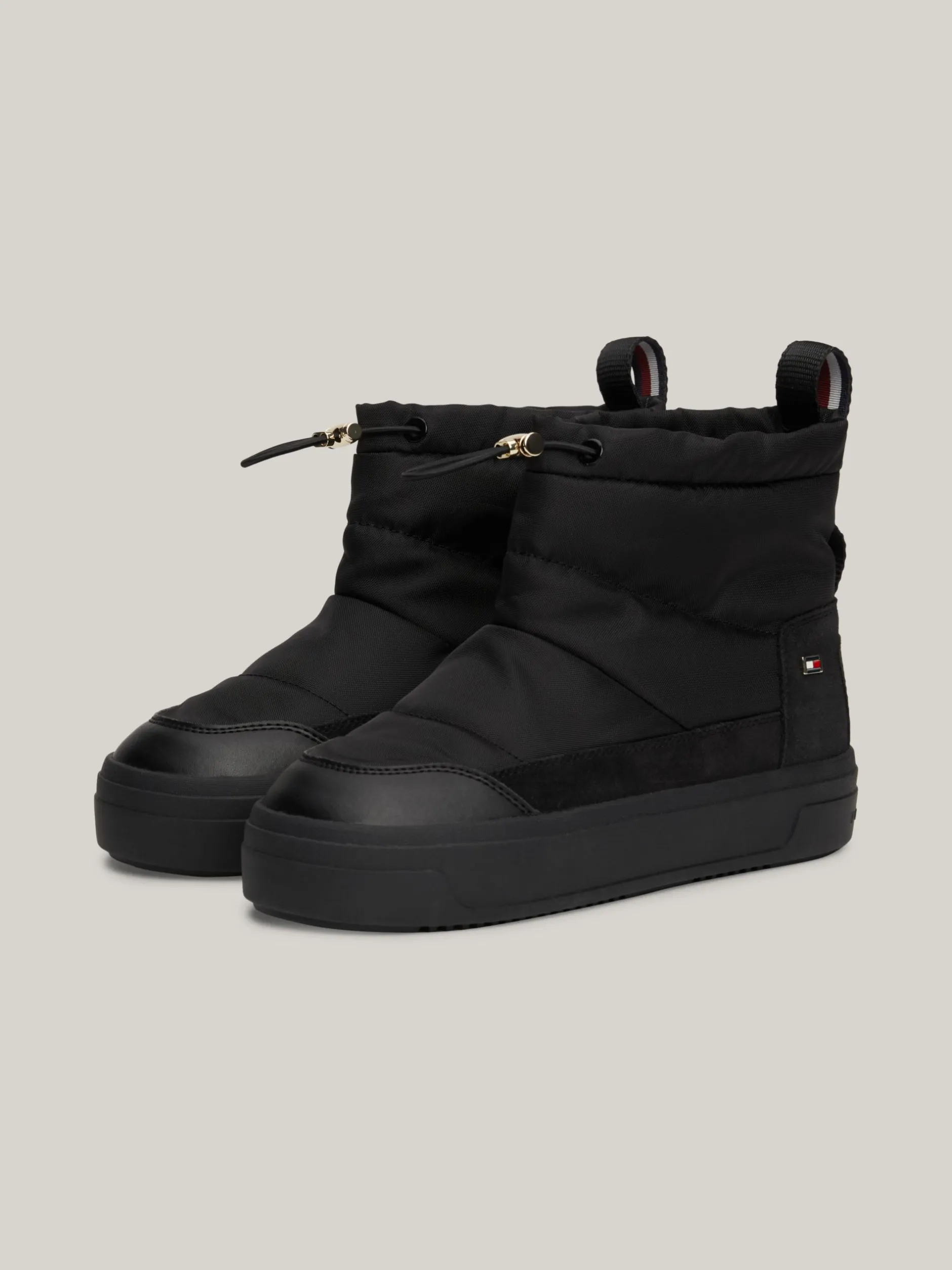 Botki*Tommy Hilfiger Śniegowce Z Regulowanymi Troczkami BLACK