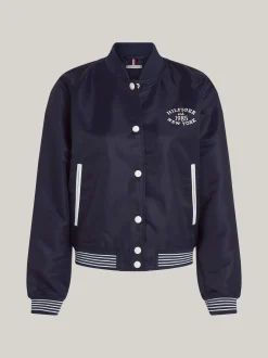 Kurtki & Płaszcze*Tommy Hilfiger Nieprzemakalna Kurtka Bomber W Stylu Varsity DESERT SKY