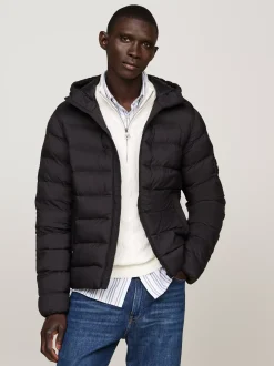 Kurtki & Płaszcze*Tommy Hilfiger Nieprzemakalna Kurtka Ocieplana Z Kapturem BLACK