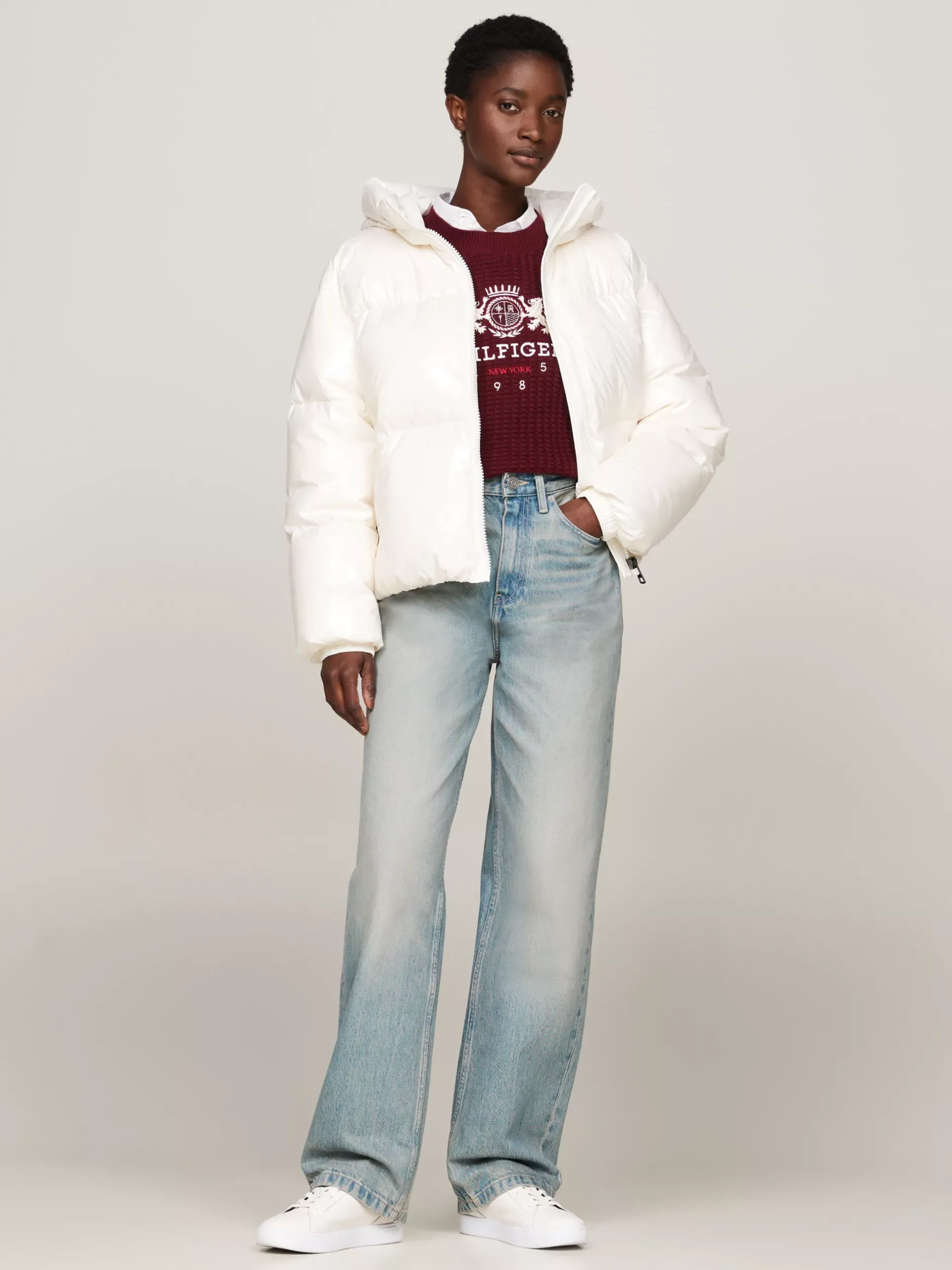 Kurtki & Płaszcze*Tommy Hilfiger Nieprzemakalna Kurtka Puchowa ANCIENT WHITE
