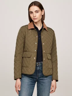 Kurtki & Płaszcze*Tommy Hilfiger Nieprzemakalna Kurtka Z Pikowaniem ARMY GREEN