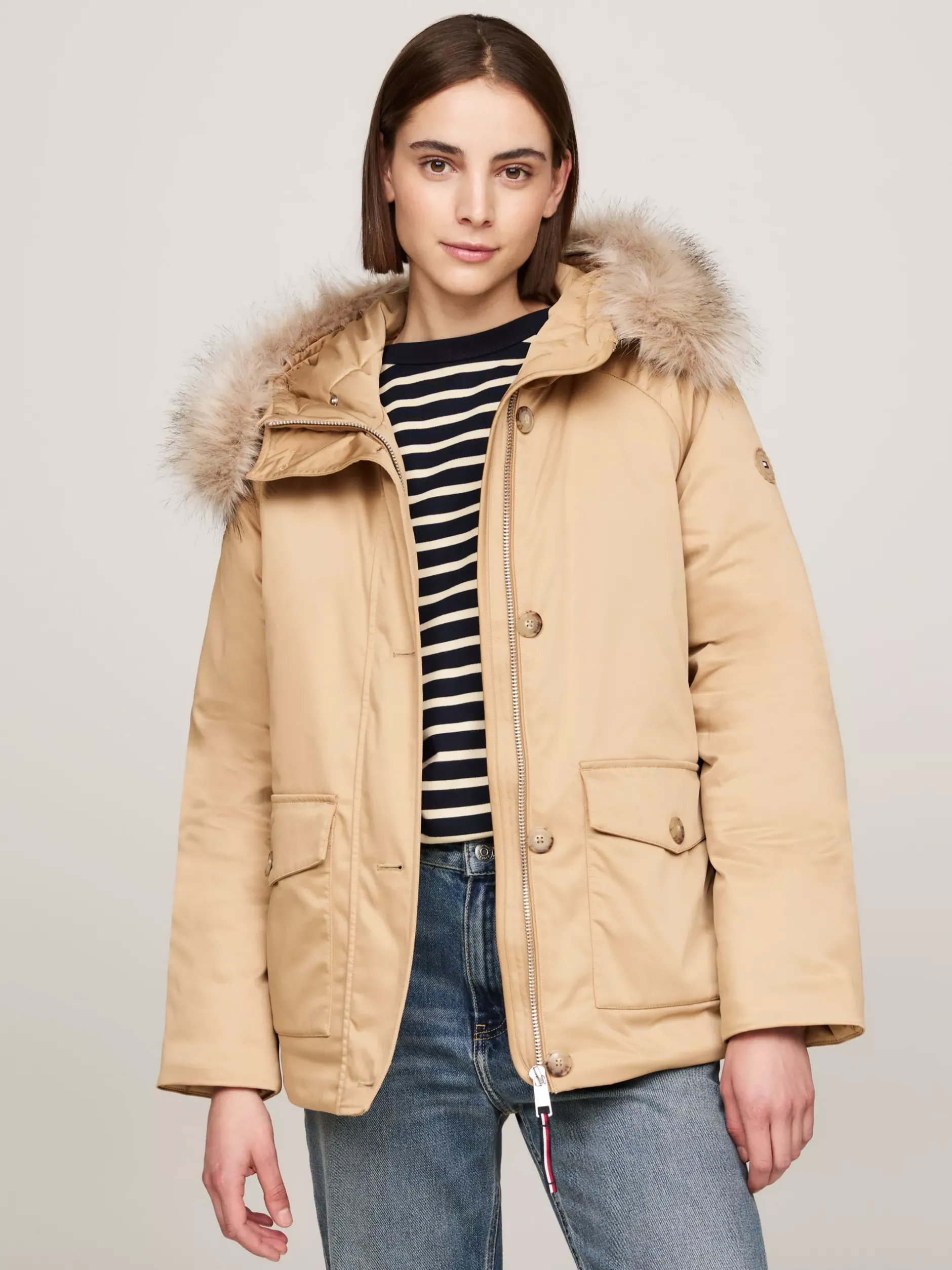 Kurtki & Płaszcze*Tommy Hilfiger Nieprzemakalna Ocieplana Parka Z Kapturem CLASSIC KHAKI