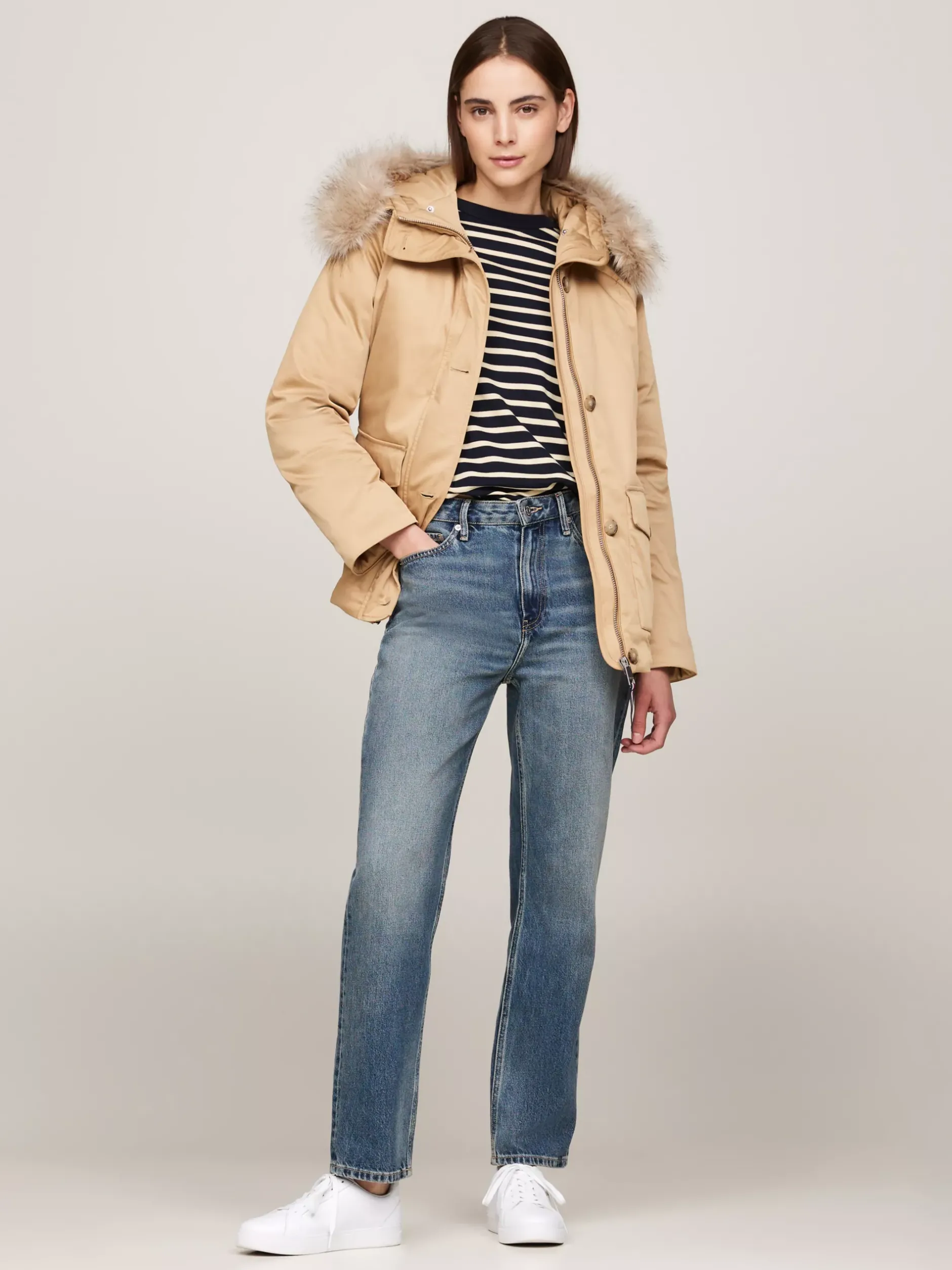 Kurtki & Płaszcze*Tommy Hilfiger Nieprzemakalna Ocieplana Parka Z Kapturem CLASSIC KHAKI