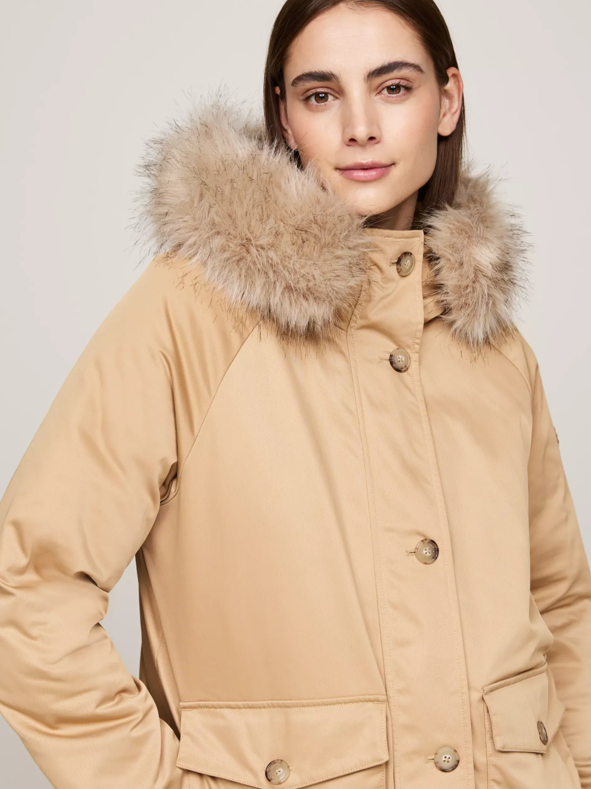 Kurtki & Płaszcze*Tommy Hilfiger Nieprzemakalna Ocieplana Parka Z Kapturem CLASSIC KHAKI