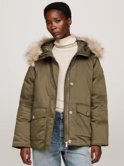 Kurtki & Płaszcze*Tommy Hilfiger Nieprzemakalna Ocieplana Parka Z Kapturem ARMY GREEN