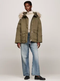 Kurtki & Płaszcze*Tommy Hilfiger Nieprzemakalna Ocieplana Parka Z Kapturem ARMY GREEN
