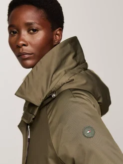 Kurtki & Płaszcze*Tommy Hilfiger Nieprzemakalna Ocieplana Parka Z Kapturem ARMY GREEN