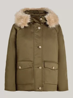 Kurtki & Płaszcze*Tommy Hilfiger Nieprzemakalna Ocieplana Parka Z Kapturem ARMY GREEN