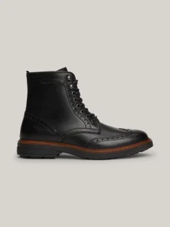 Buty Sznurowane|Buty*Tommy Hilfiger Nieprzemakalne Brogsy Ze Skóry BLACK