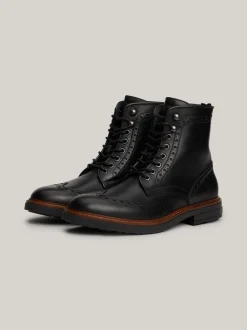Buty Sznurowane|Buty*Tommy Hilfiger Nieprzemakalne Brogsy Ze Skóry BLACK