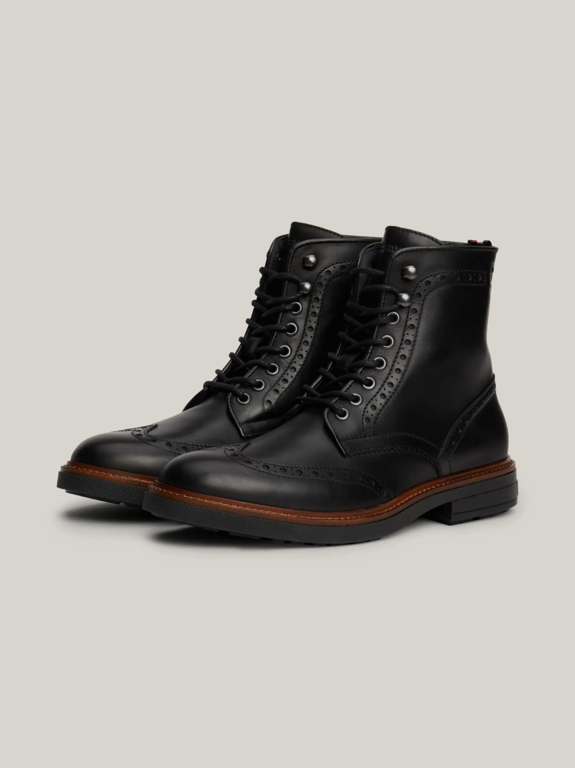 Buty Sznurowane|Buty*Tommy Hilfiger Nieprzemakalne Brogsy Ze Skóry BLACK