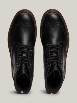 Buty Sznurowane|Buty*Tommy Hilfiger Nieprzemakalne Brogsy Ze Skóry BLACK