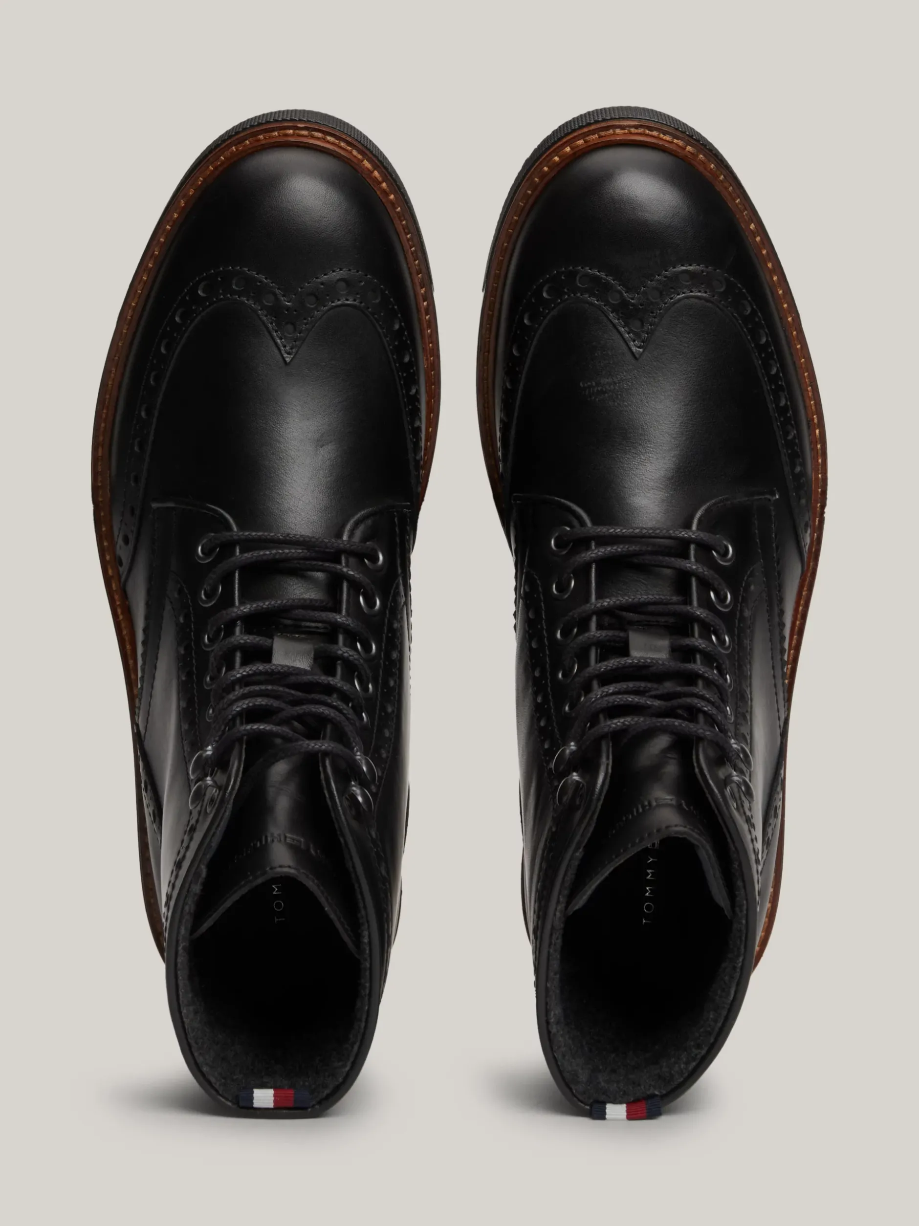 Buty Sznurowane|Buty*Tommy Hilfiger Nieprzemakalne Brogsy Ze Skóry BLACK