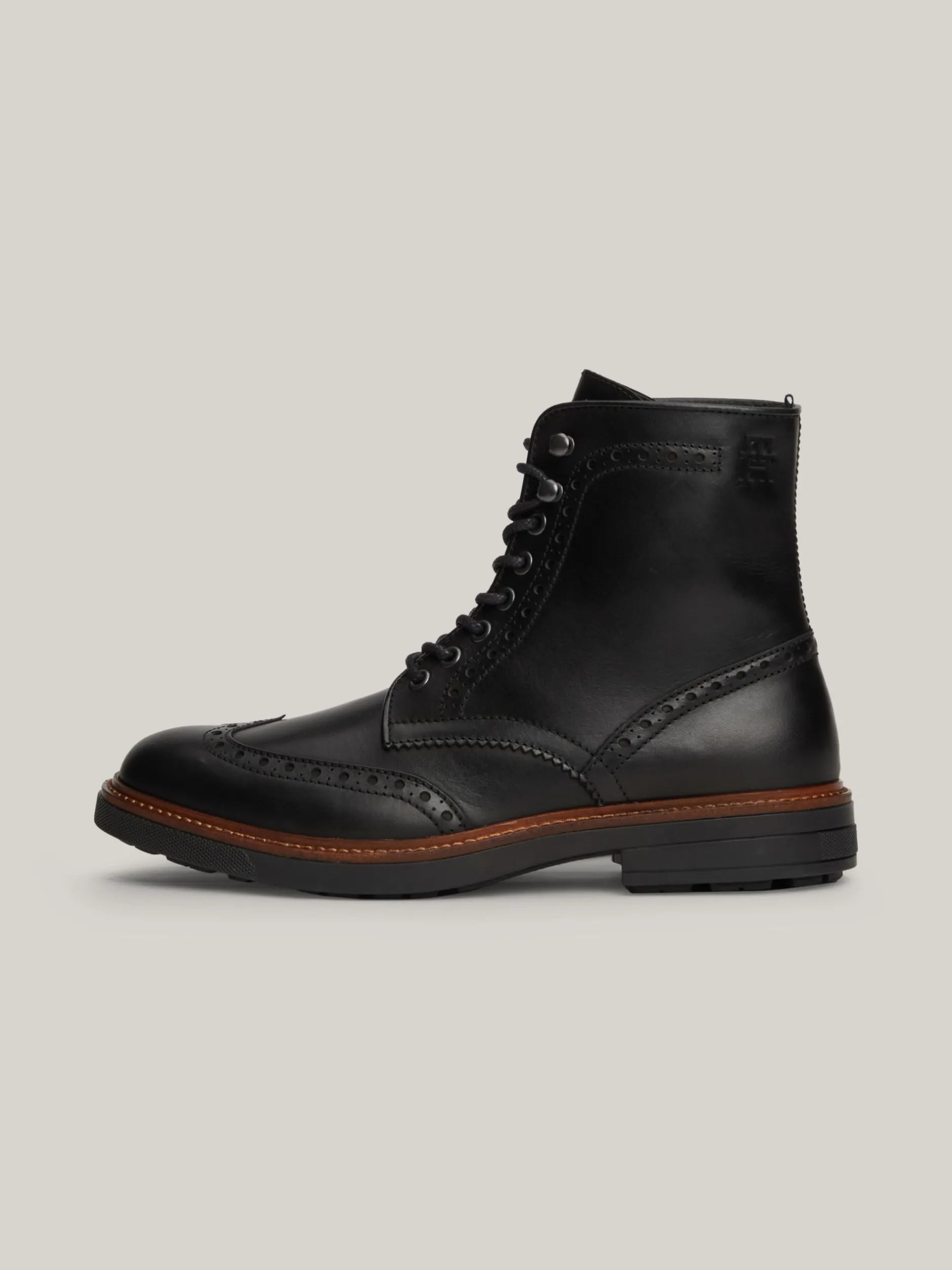 Buty Sznurowane|Buty*Tommy Hilfiger Nieprzemakalne Brogsy Ze Skóry BLACK