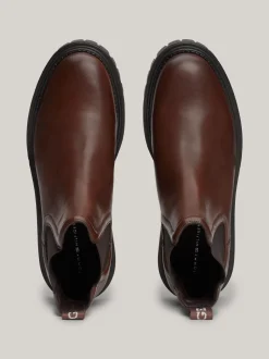 Sztyblety|Buty*Tommy Hilfiger Nieprzemakalne Masywne Sztyblety Ze Skóry WINTER COGNAC