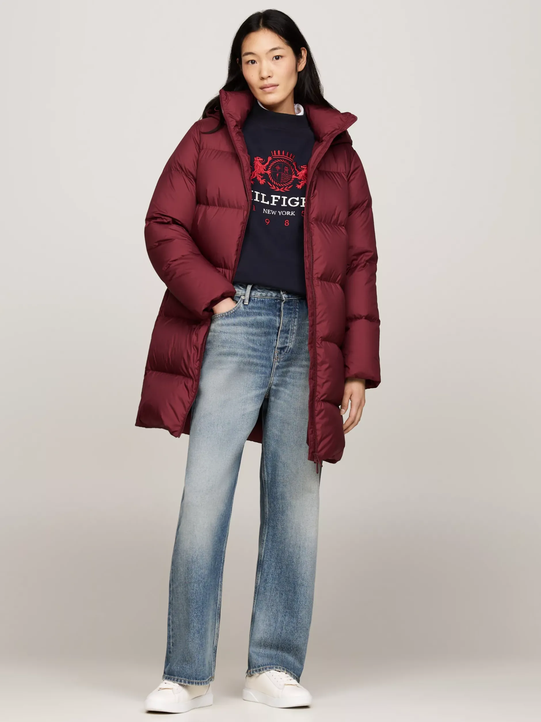 Kurtki & Płaszcze*Tommy Hilfiger Nieprzemakalny Płaszcz Puchowy DEEP ROUGE