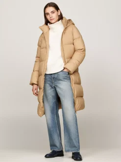 Kurtki & Płaszcze*Tommy Hilfiger Nieprzemakalny Płaszcz Puchowy O Wydłużonym Kroju CLASSIC KHAKI