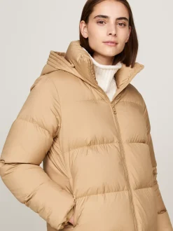 Kurtki & Płaszcze*Tommy Hilfiger Nieprzemakalny Płaszcz Puchowy O Wydłużonym Kroju CLASSIC KHAKI